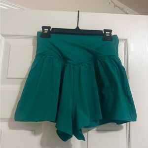 Aerie Kelly Green Flowy Crossover Athletic Shorts